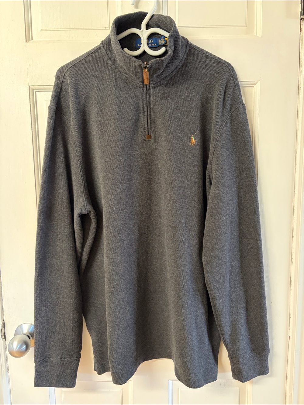 Polo by Ralph Lauren grey cotton quarter zip sweater men’s size XL